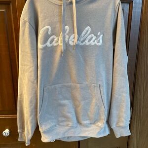 Cabelas Hoodie Sweatshirt Mens Small Gray Pullover Kangaroo Pouch tie dye logo